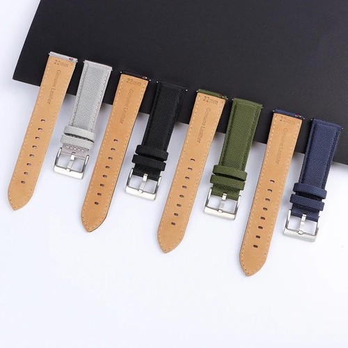 Leather+ Nylon Watch Band 20mm 22mm for Samsung Galaxy Watch4 3 41mm 45mm Watch - Imagen 3 de 31