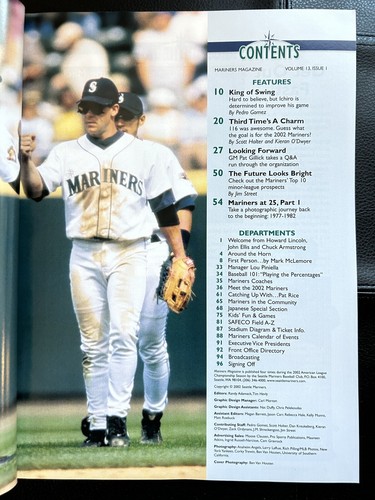 2002 Official Seattle Mariners Magazine Ichiro Edgar Martinez John Olerud - Picture 2 of 4