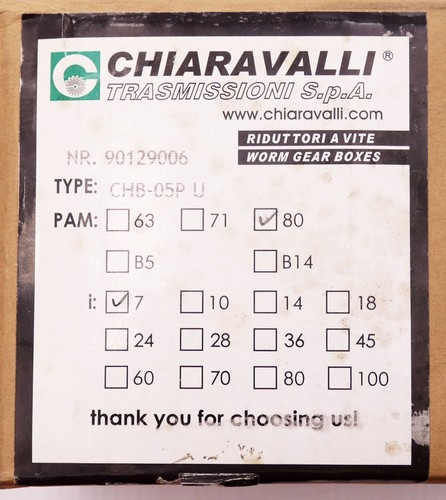 Chiaravalli CHB-05P U 9012900603 i= 7 Schneckengetriebe -unused/OVP- - Bild 3 von 5