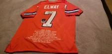 HOF John Elway Autographed Orange Broncos Pro Style STAT Jersey- Beckett WJ41386