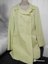 Nine West Lime Lemon Mackintosh Style Coat Butterfly Lining Size M Cotton Blend