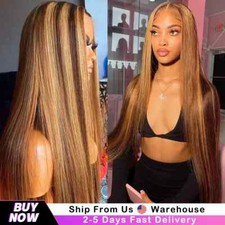Highlight 4/27 Straight Lace Front Wigs Human Hair Natural Hairline Pre Plucked