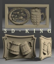 2 PCS 3D STL Models BEER MUGS for CNC Router 3D Printer Engraver Carving Artcam