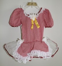 Vintage Curtain Call Costume Red Check Dance Costume - Size Girl  s 6