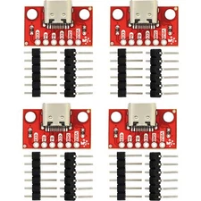 USB Type C Breakout Board Female 6 Pin 2CC Red PCB 4pcs 2 Types Pin Header Set