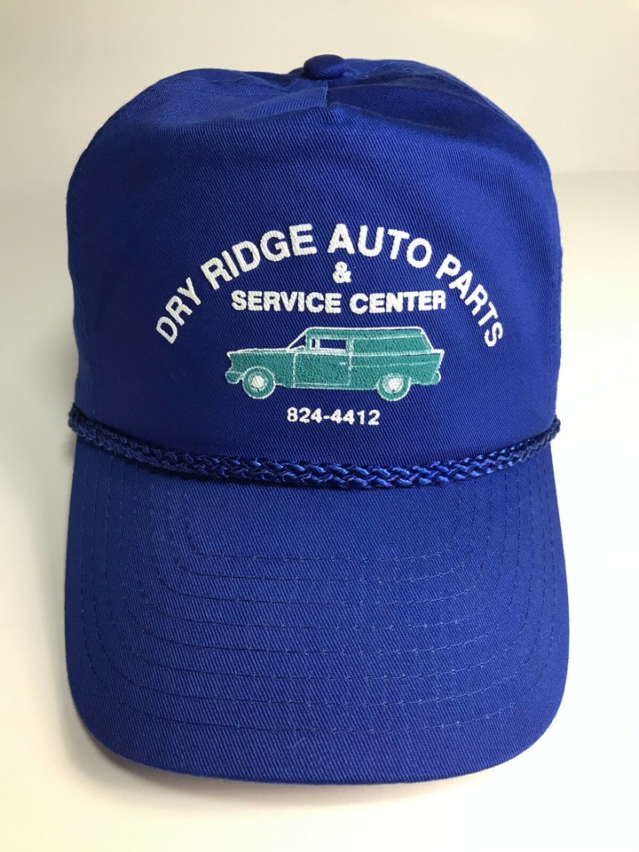 Vintage Dry Ridge Auto Parts Hat Service Center Blue Snapback Baseball
