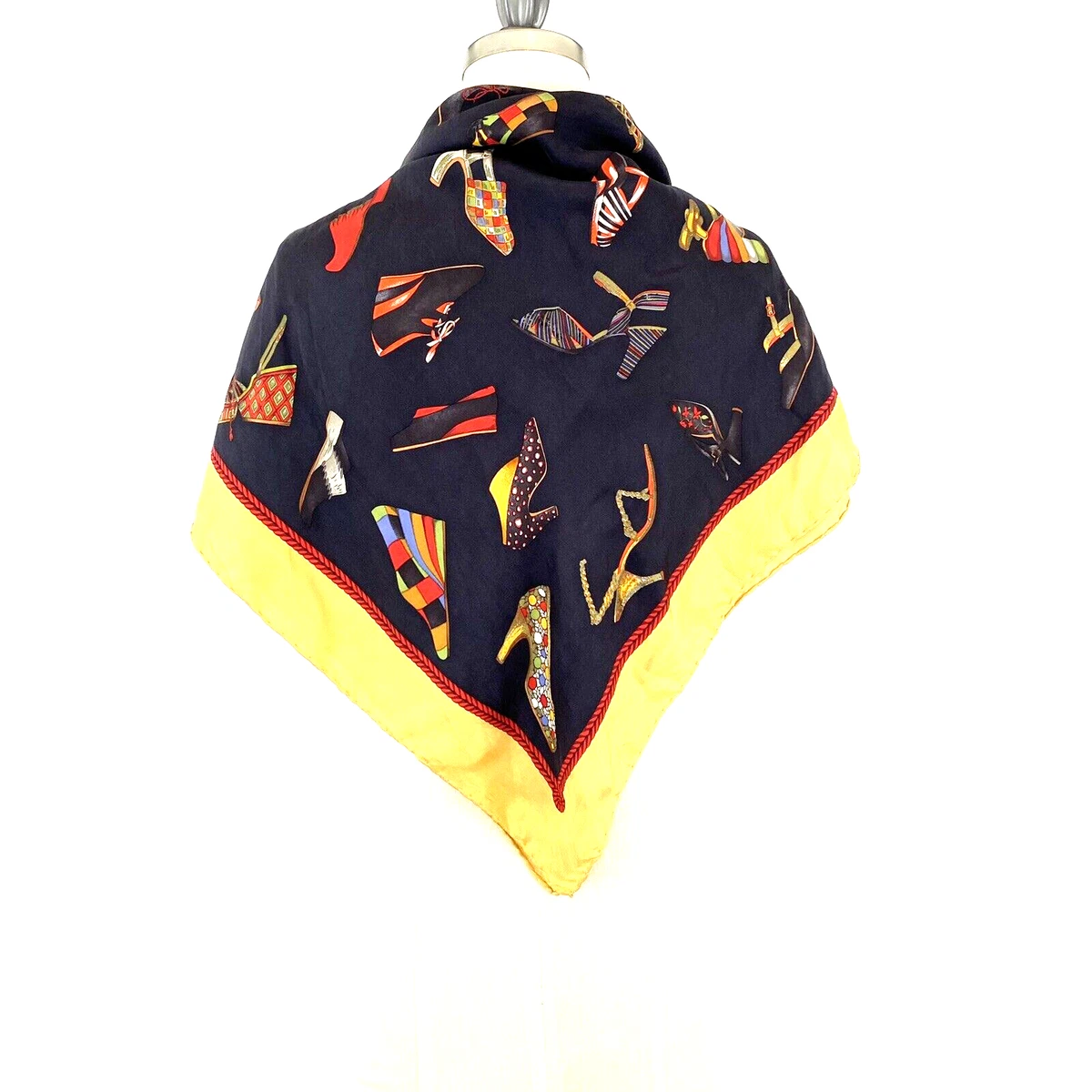 Salvatore Ferragamo Silk Square Scarf Vintage 33x33 with Shoe Print