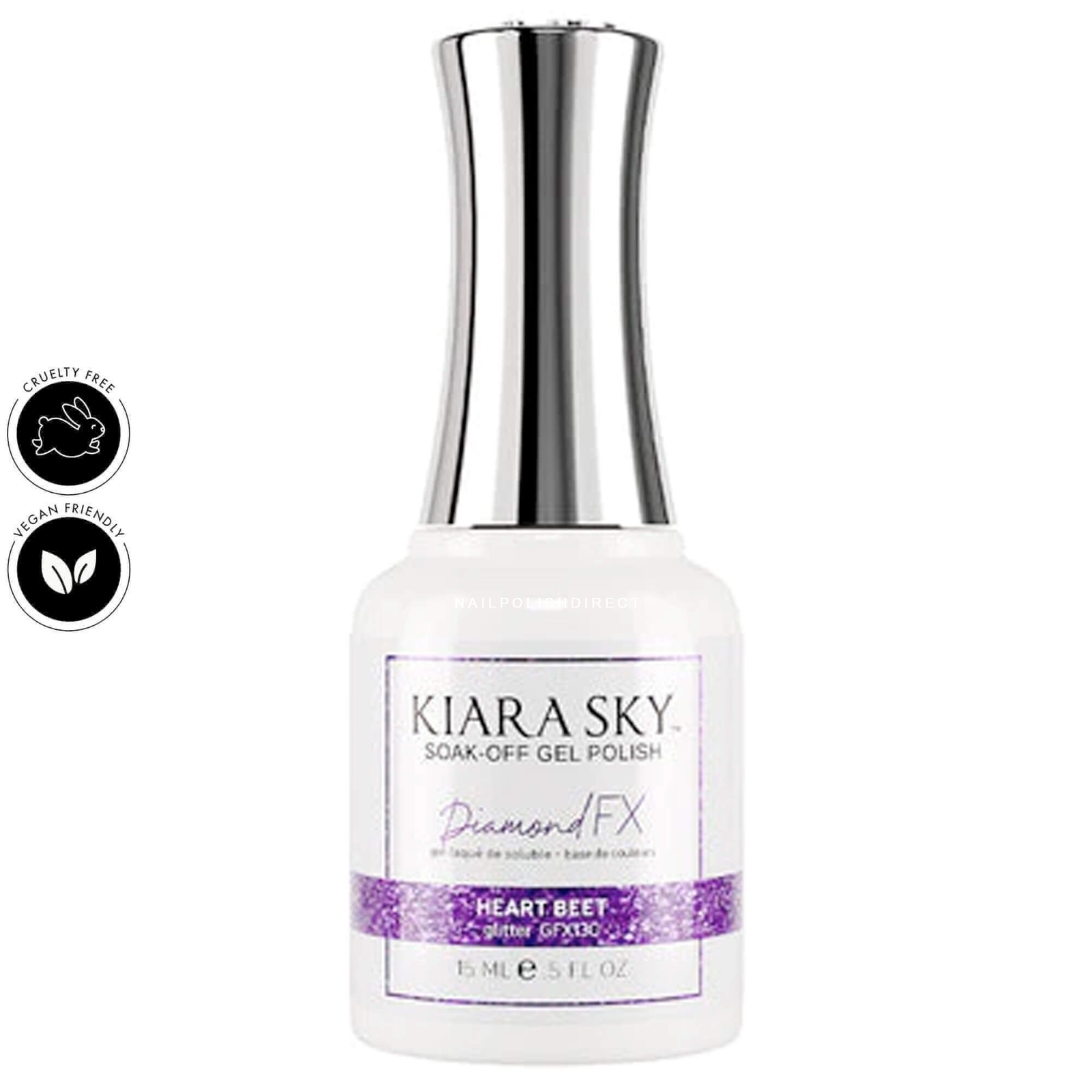 Kiara Sky Diamond Fx Reflective Glitter Gel Nail Polish - Heart Beet 15ml