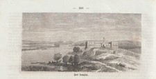 Fort Lampsar und Fort Meringhem Senegal Kolonialzeit HOLZSCHNITT von 1861