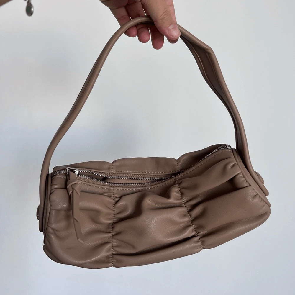 Mango Pleated Baguette Bag eBay