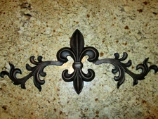 Cast Iron, Fleur de Lis, Topper, Wall Plaque, Door Pediment, Old World, Medieval