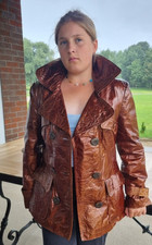 Genuine Leather Shiny Jacket By Shed Ath Milano Size L Eu 44 Uk 14