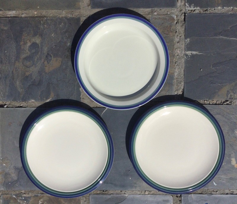 2x Chop Plate 1x Deep Platter Pfaltzgraff Ocean Breeze 13" Round Blue Green Teal