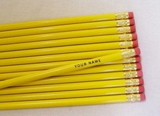12 Round "Bright Yellow" Personalized Pencils