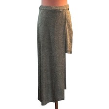 ZARA Trafaluc Collection Hi-Lo Metallic Silver Stretchy Fabric Skirt Unlined S