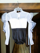 Girls Dance Costume Medium Child Rhinestone Competition Black White Jazz Lyrical