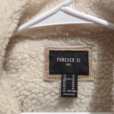 FOREVER 21 Men's Beige Sherpa Lined Trucker Jacket Button Front Size M