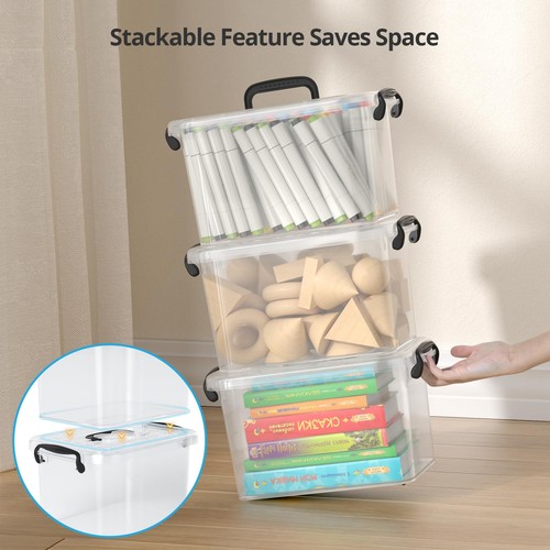 Plastic Storage Containers with Lids - 6 Pack 6 Quart Clear Storage Bins with... - Picture 3 of 7