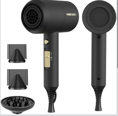 SHRATE Ionic Hair Dryer + Diffuser 1800W Pro Blow Dryer Curly Frizzy Hair Low No