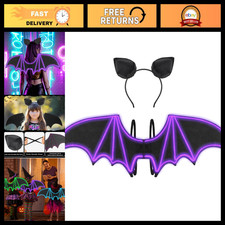 LED Bat Wings  Ears Headband Set - Light Up Halloween Costume Accessories