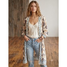 Angie 100 rayon Floral Print Boho Kimono Cardigan Size Small