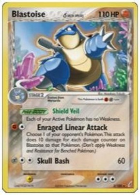 Damaged Blastoise - Delta - 2/100 - Holo Rare Pokemon Crystal Guardians