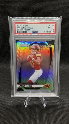 2024 Panini Prizm Jayden Daniels RC Silver Rookie #347 Commanders PSA 8
