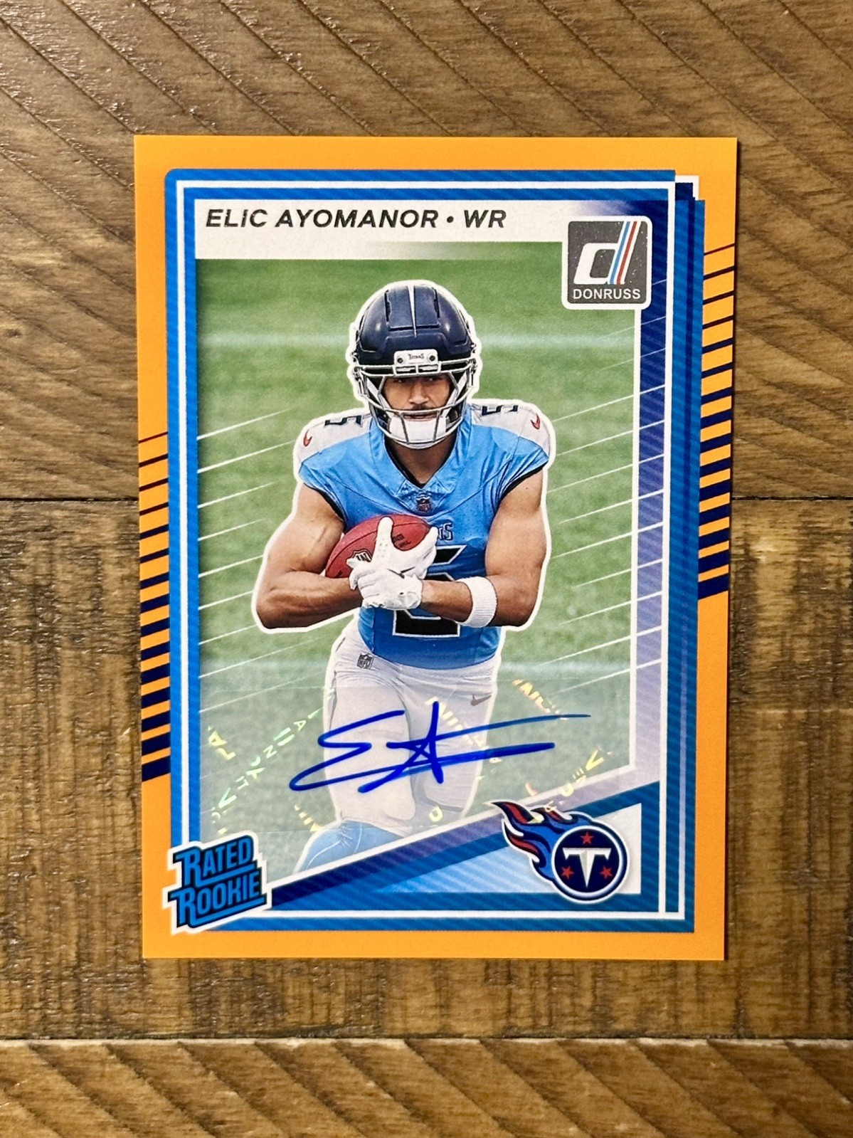 2025 Donruss Elic Ayomanor Orange Rated Rookie Auto RC Titans #339
