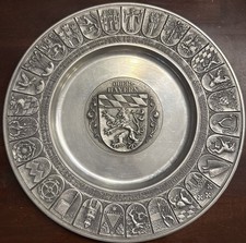Zinnteller Wandteller Oberbayern 28 Wappen ( Bad Tölz, Erding,Laufen, FFB, GAP)