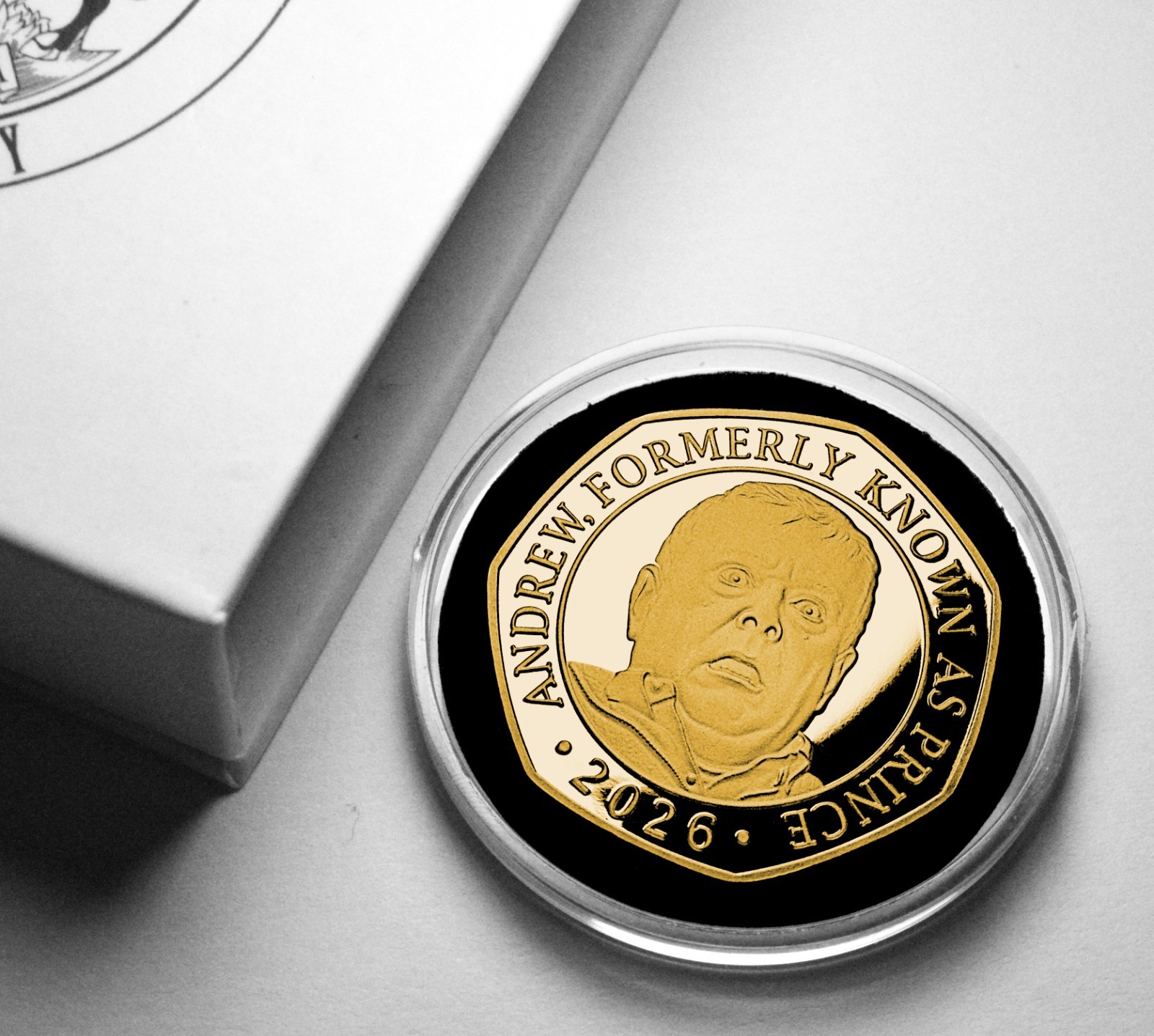 ANDREW MOUNTBATTEN WINDSOR 24ct Gold CHARITY COIN & Gift Box. Formerly Prince