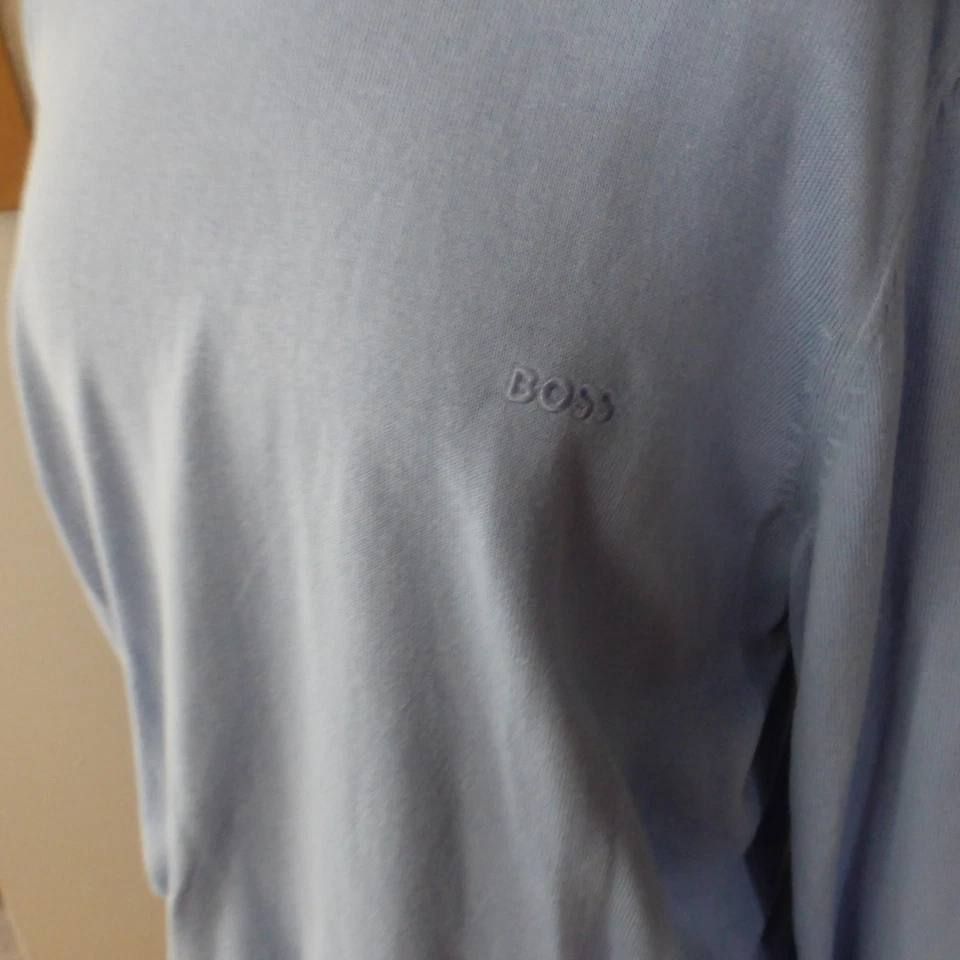 Hugo Boss jumper crew neck finest Italian yarn blue size Medium Large BNWOT - Image 3 of 4