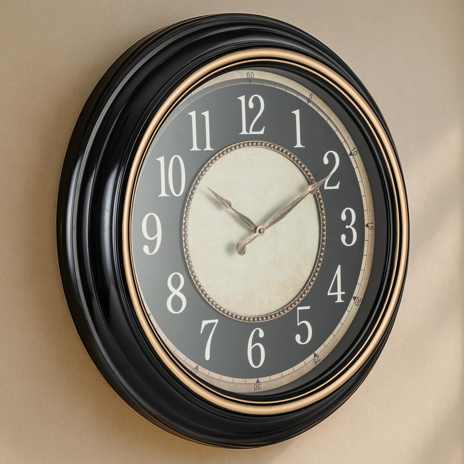 Pacific Bay Norden 23 inch Decorative Wall Clock, Silent, 3-D Large, White