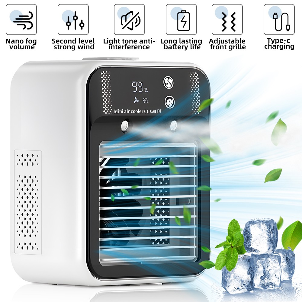 Portable Air Conditioner Personal Cooling Fan USB Rechargeable LED Mini Cooler 2