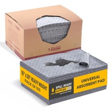 Spill Ready Universal Absorbent Pads 15" x 20" 100 Pack - Absorb upto 28 Gal.