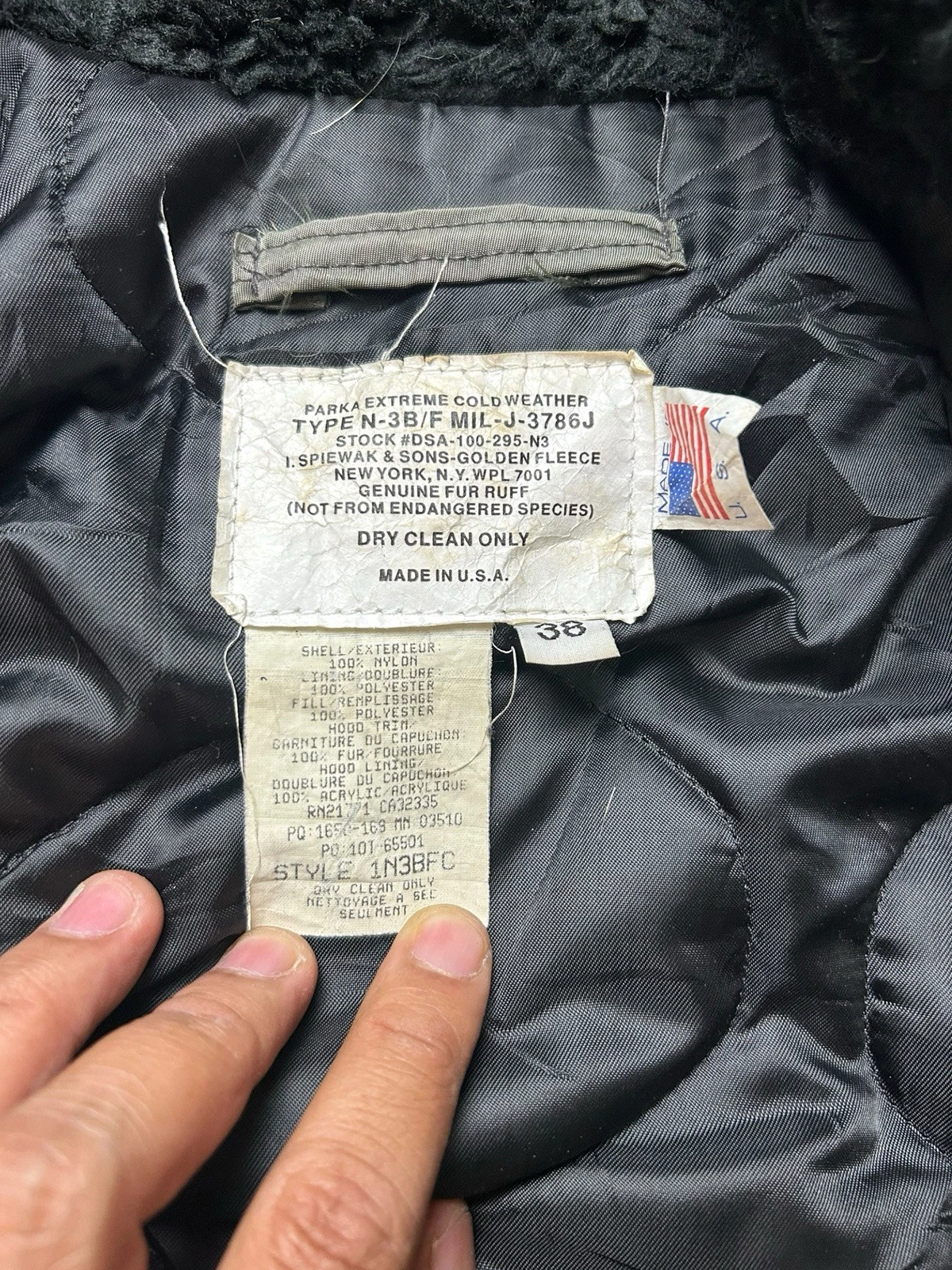 Vintage Spiewak Golden Fleece Parka Extreme Cold Weather N3B Style 1N3BFC Sz 38 - product detail image 13