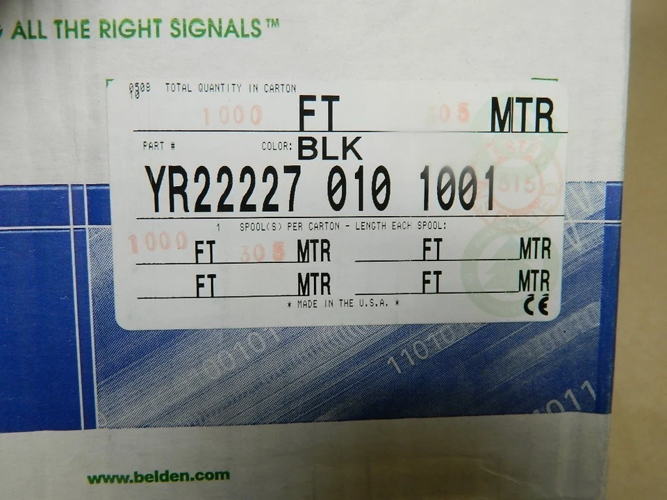 Carrete de alambre Belden 1000 pies cable coaxial de bajo ruido 28 AWG .0225 YR22227 negro SKU70 Foto 2 de 4