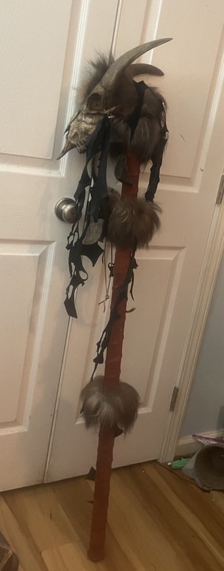 Foy’s Goat Skull Warrior/Witch Doctor Staff ~56” tall - Halloween Prop