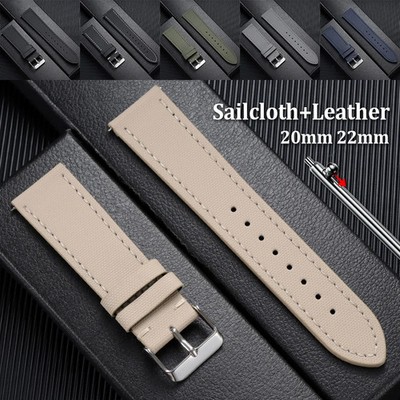 Nylon Sailcloth Watch Strap 20 22mm Waterproof Canvas Qucik Release Watch Band
