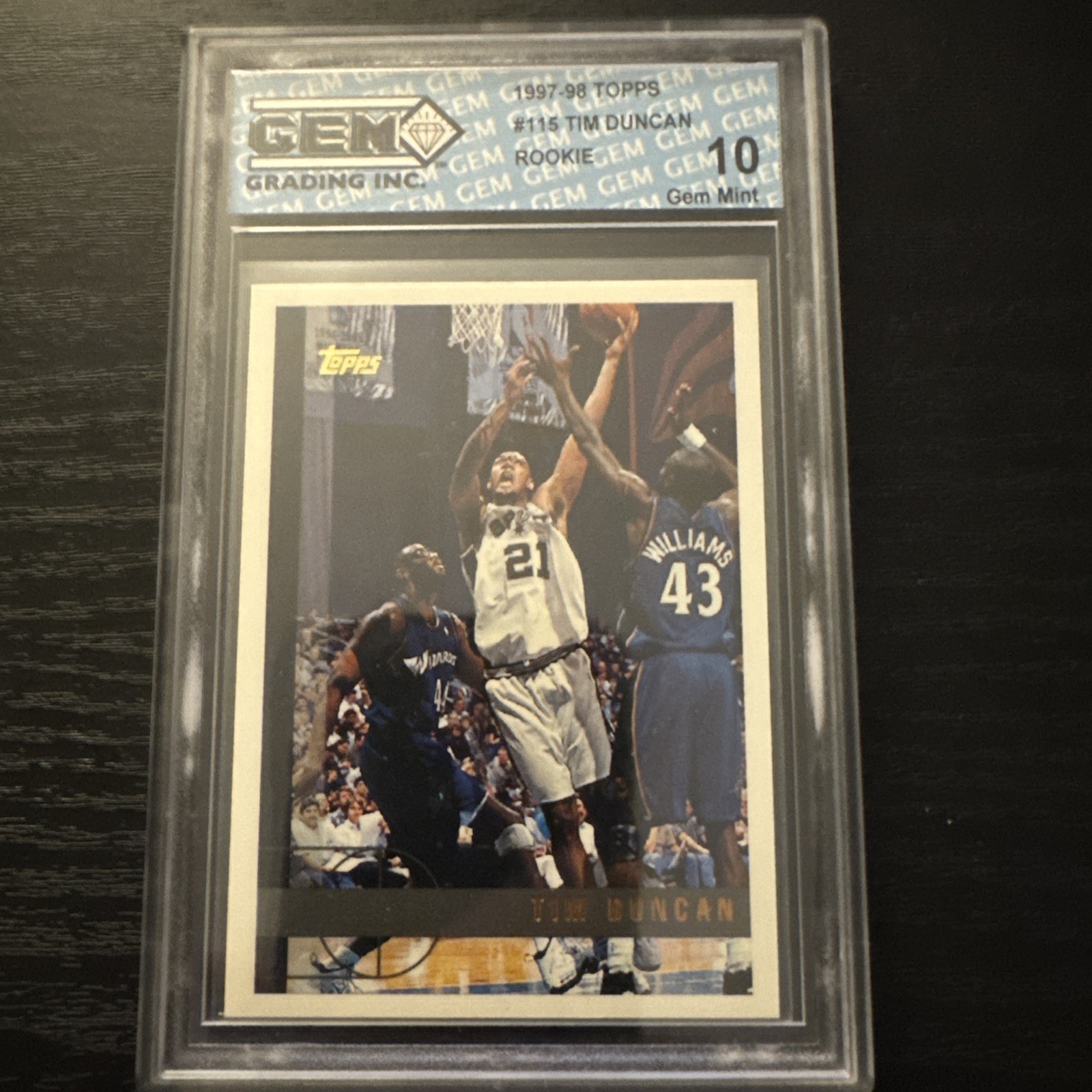 1997-98 Topps - Tim Duncan #115 (RC) Gem 10 San Antonio Spurs