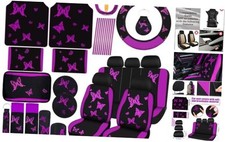 47 Pcs Butterfly Car Seat Full Set Butterfly Car Accessories for Purple Black