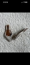 Margaux Woven Ballet Mules White Leather Size...