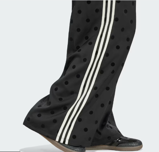 Adidas Women Satin Polka Dot Wide Leg Pants Black Asian Size