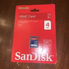 New Sandisk SDHC Secure Digital High Capacity Card 4GB Class 4 Camera Camcorder