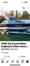 1990 24.5 Ft LUND boat With New Motor, 60 Hours On Motor, New Intake Manifolds