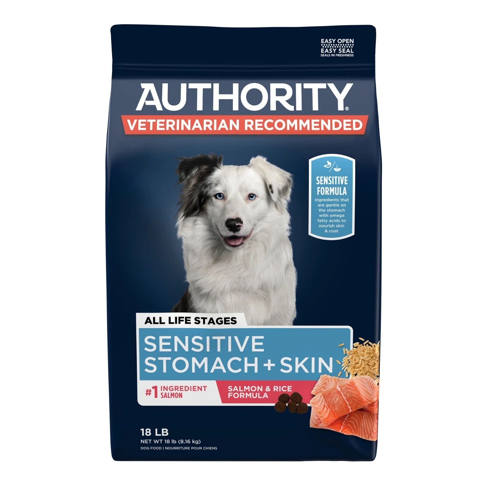 AUTHORITY SENSITIVE STOMACH DRY DOG FOOD 18LBS SALMON & RICE