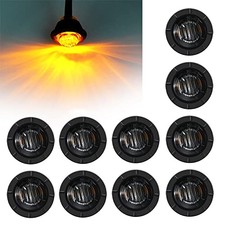 10x 3/4" Round LED Clearence Light Front Rear Side Marker Smoked Amber
