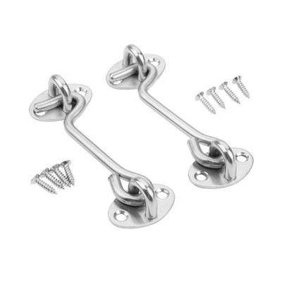 2 Pack 6 Inch Hook and Eye Latch, 304 Heavy Duty Stainless Steel Barn Door Lo...