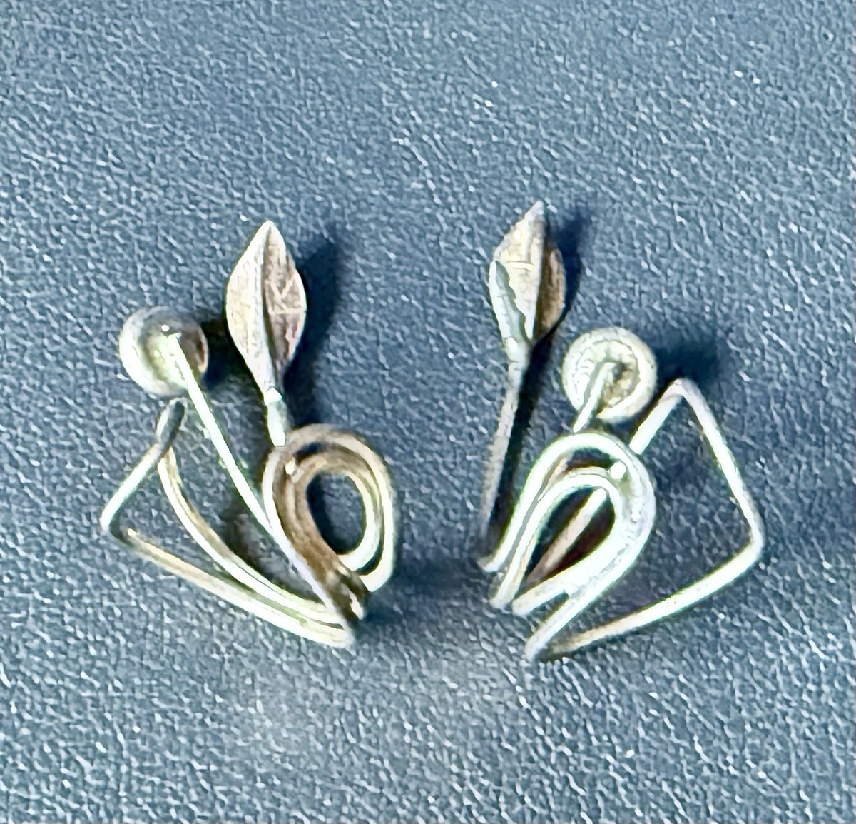Vintage Signed Navajo Cartilage Cuffs Sterling Silver Garnet View 3