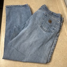 Carhartt Jeans Men's 42X30 (40X30) Blue Relaxed B160 STW Work Made In USA Light