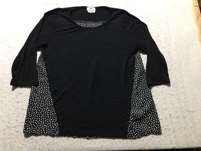 Betsey's Boutique Shop Shirt Womens XL Black White Spotted 3/4 Sleeve